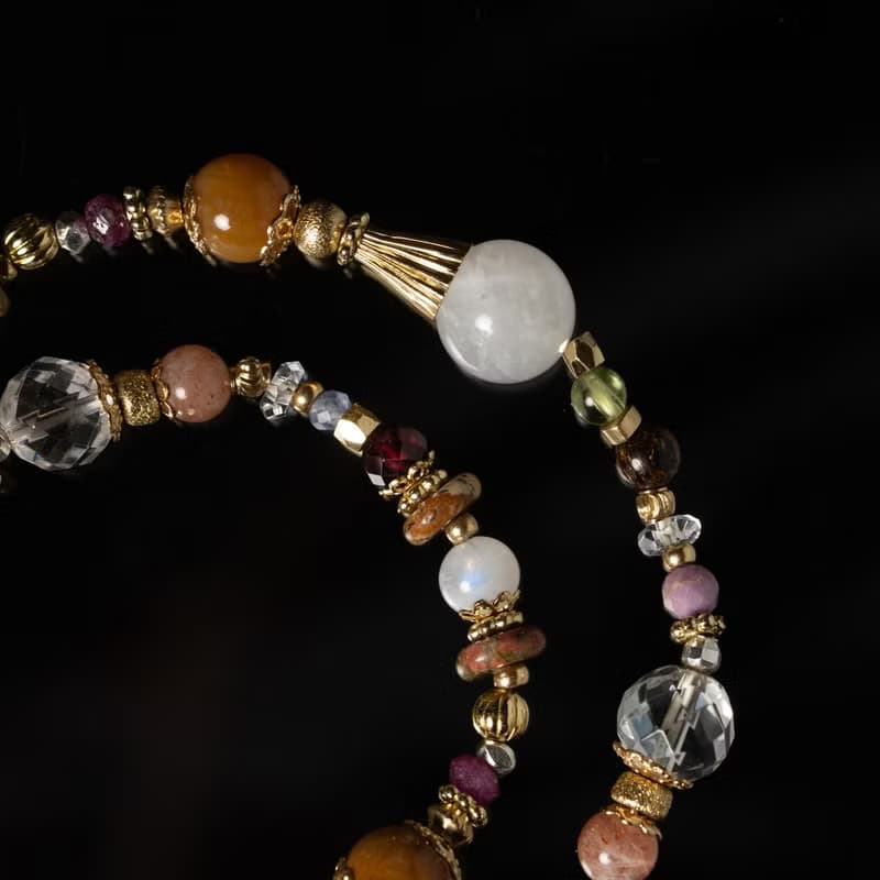 土耳其甜蜜陷阱 l 白月光石珊瑚玉雙圈手鍊 C1731