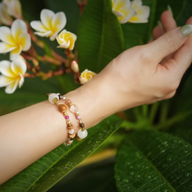 土耳其甜蜜陷阱 l 白月光石珊瑚玉雙圈手鍊 C1731