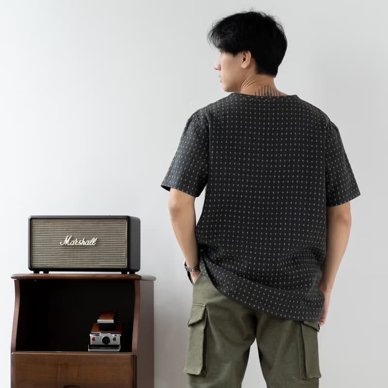 Blue & J Natural Hand Woven Cotton Top Minimal Men's Top - Dark Green