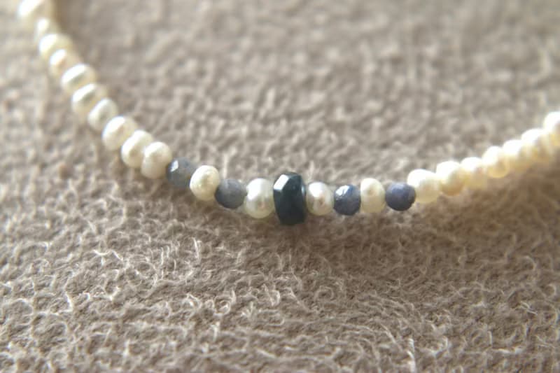 手鍊 9月誕生石 藍寶石 珍珠 - 破紀錄 -