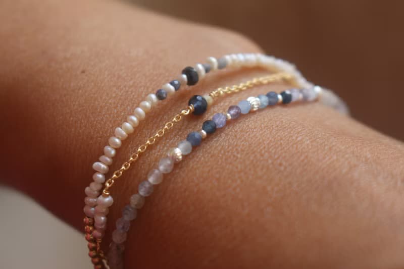 手鍊 9月誕生石 藍寶石 珍珠 - 破紀錄 -