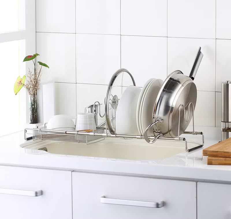 不鏽鋼小跨海大橋　可伸縮　廚房收納架　碗盤架　水槽籃　廚房架