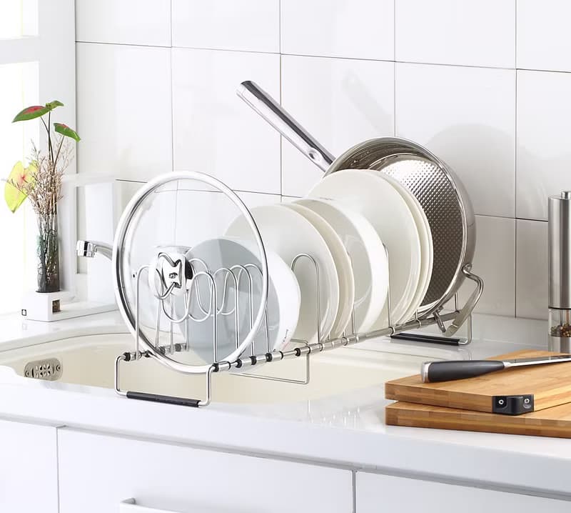 不鏽鋼小跨海大橋　可伸縮　廚房收納架　碗盤架　水槽籃　廚房架