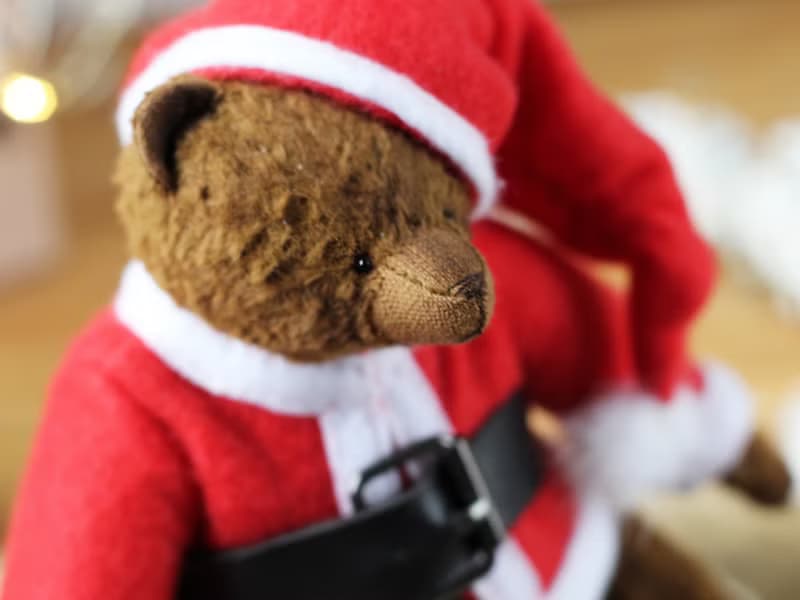 Artist Teddy bear interior toy in Santa Claus outfit, Christmas Home Décor
