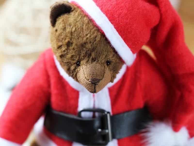 Artist Teddy bear interior toy in Santa Claus outfit, Christmas Home Décor