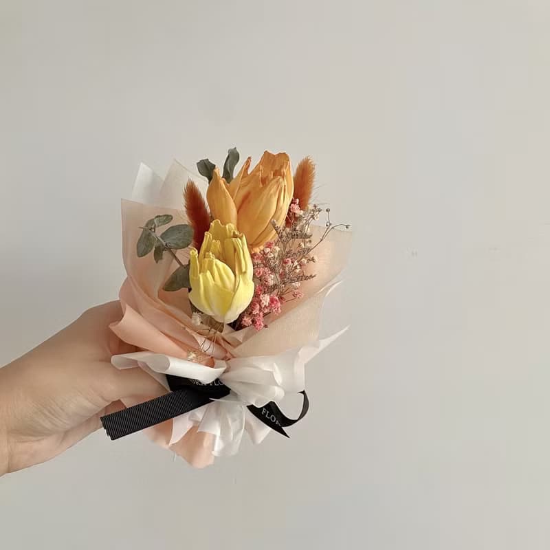 Flora Flower小巧胖丁花束-暖色調系列