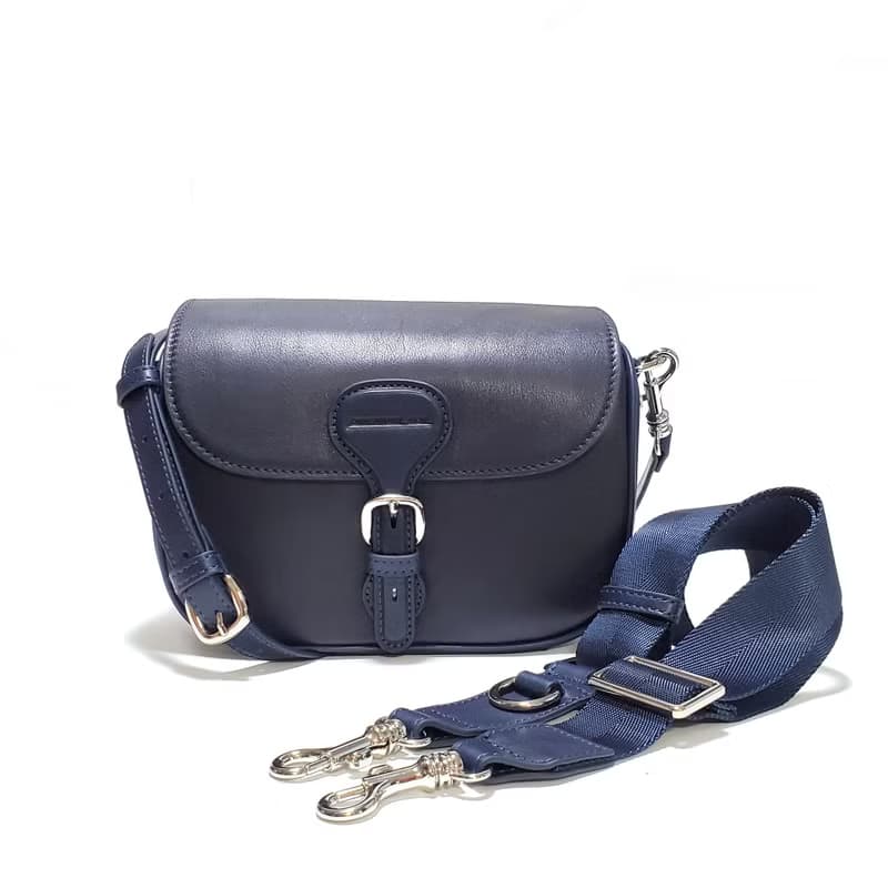 卡通火Mini Saddle 真皮手袋,托特包,斜背包,斜孭袋 青藍色