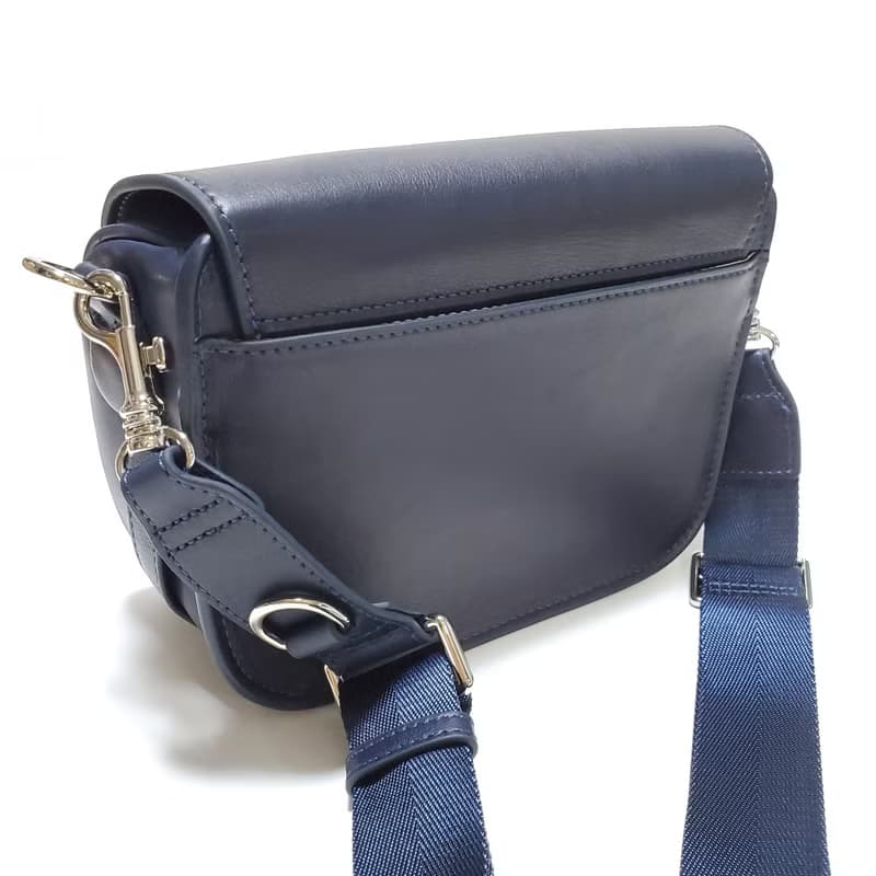 卡通火Mini Saddle 真皮手袋,托特包,斜背包,斜孭袋 青藍色