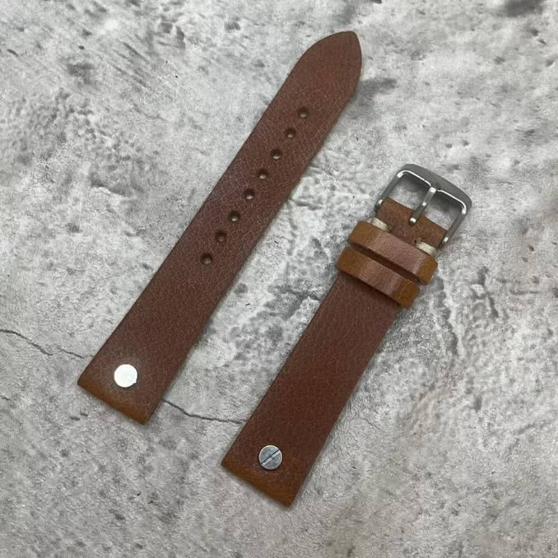 Timeless Watchband 螺絲扣 雕花紋真牛皮革錶帶 20MM 紅 墨綠