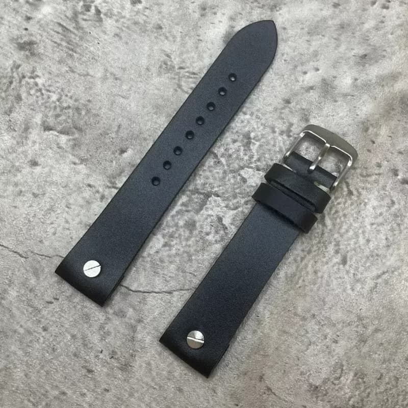 Timeless Watchband 螺絲扣 雕花紋真牛皮革錶帶 20MM 紅 墨綠