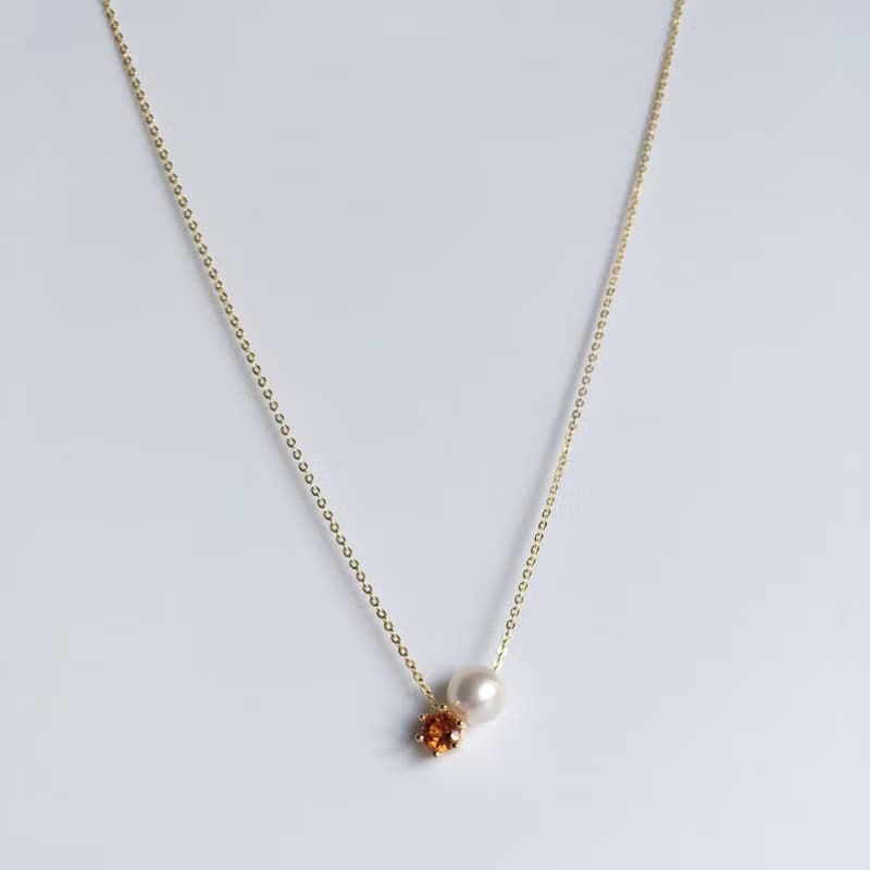 Critrine and Pearl Necklace,November Birthstone