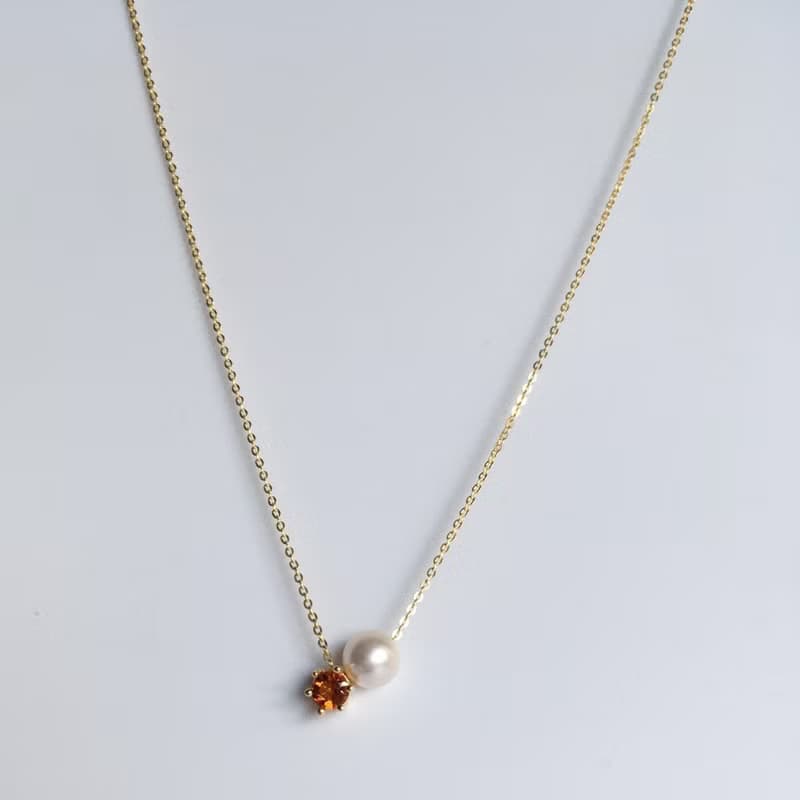 Critrine and Pearl Necklace,November Birthstone