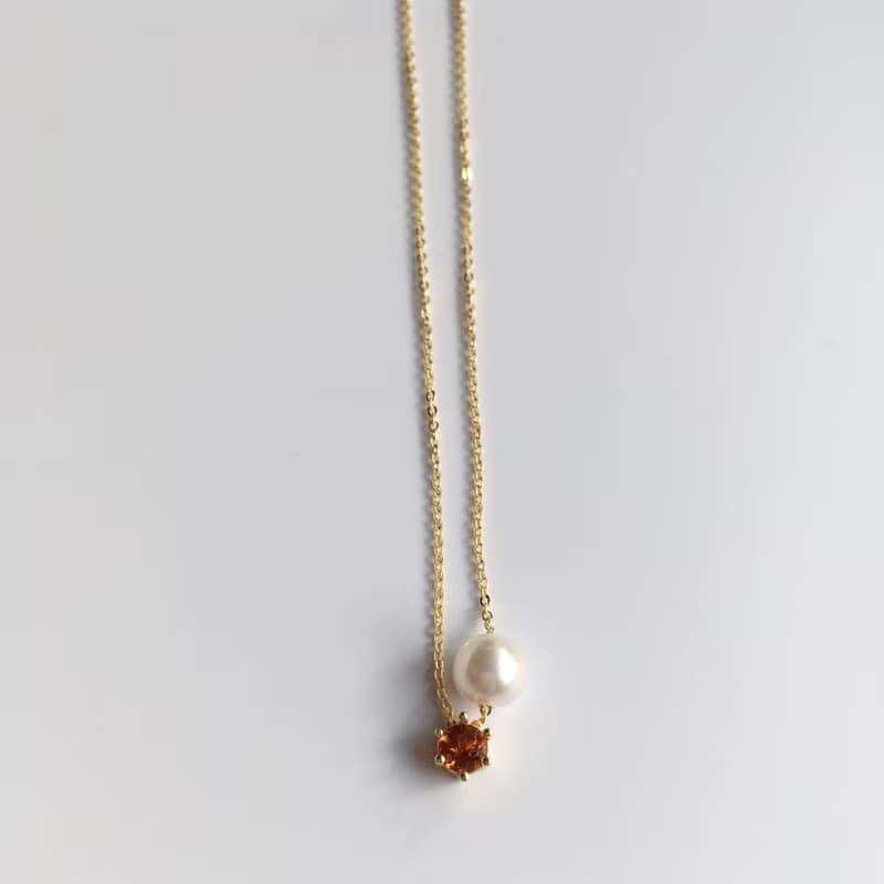 Critrine and Pearl Necklace,November Birthstone