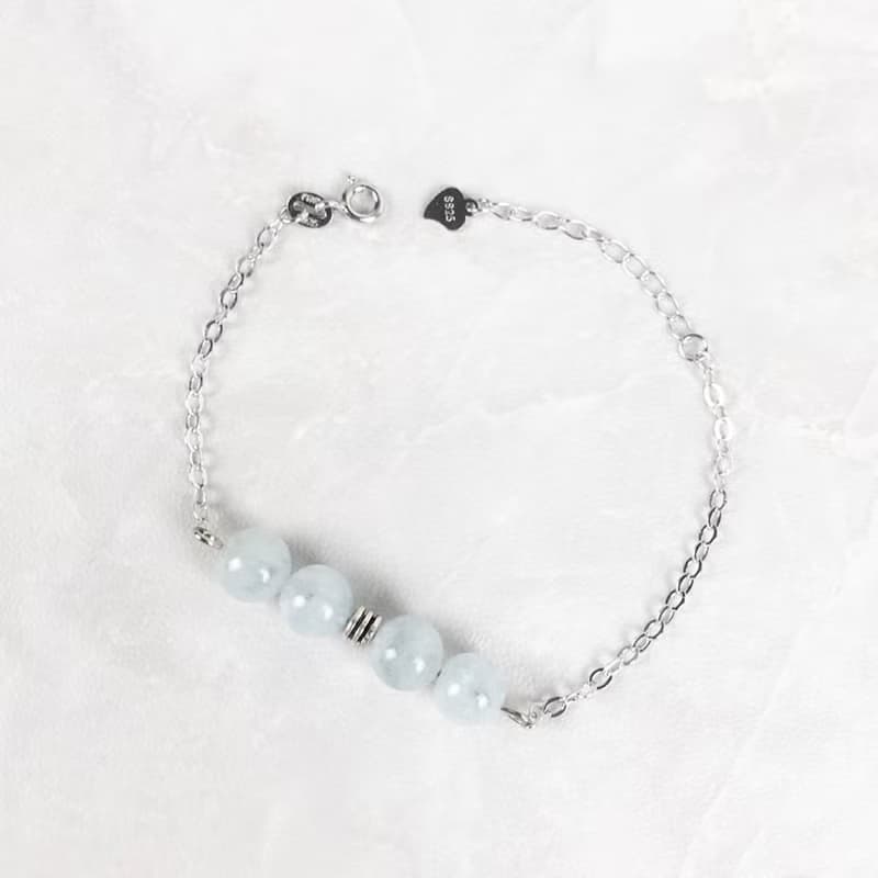 |星座系列|1~3月 茶晶 碧璽(電氣石) 海藍寶(S925x手鍊x手工製作)