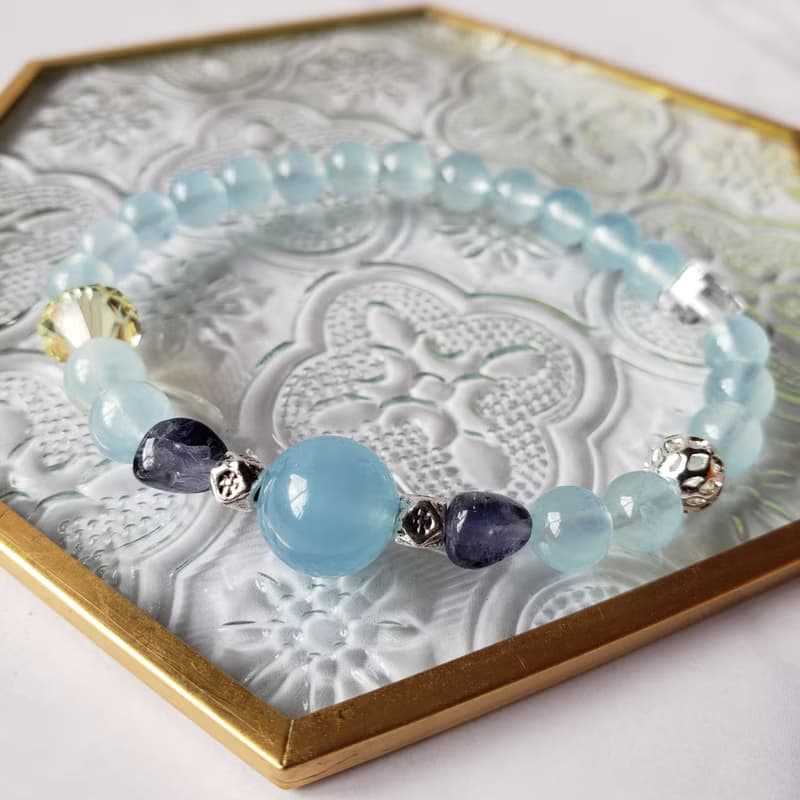 【溝通 平靜】Swarovski襯石 海藍寶 堇青石 水晶手鏈