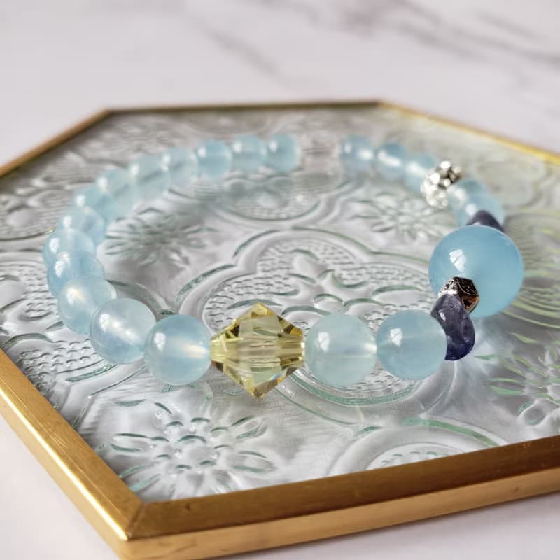 【溝通 平靜】Swarovski襯石 海藍寶 堇青石 水晶手鏈