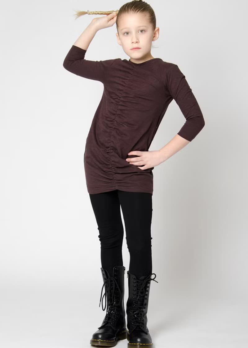 【瑞典童裝】有機棉兒童彈性長袖洋裝18M至6歲 咖啡