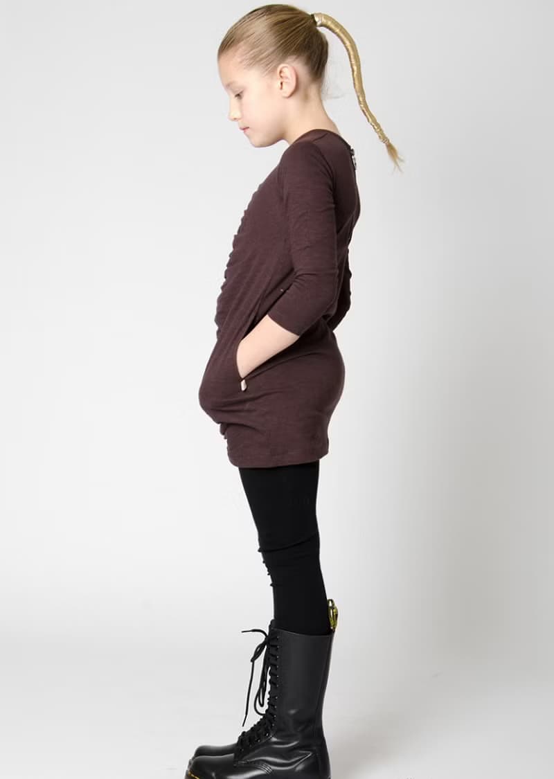 【瑞典童裝】有機棉兒童彈性長袖洋裝18M至6歲 咖啡