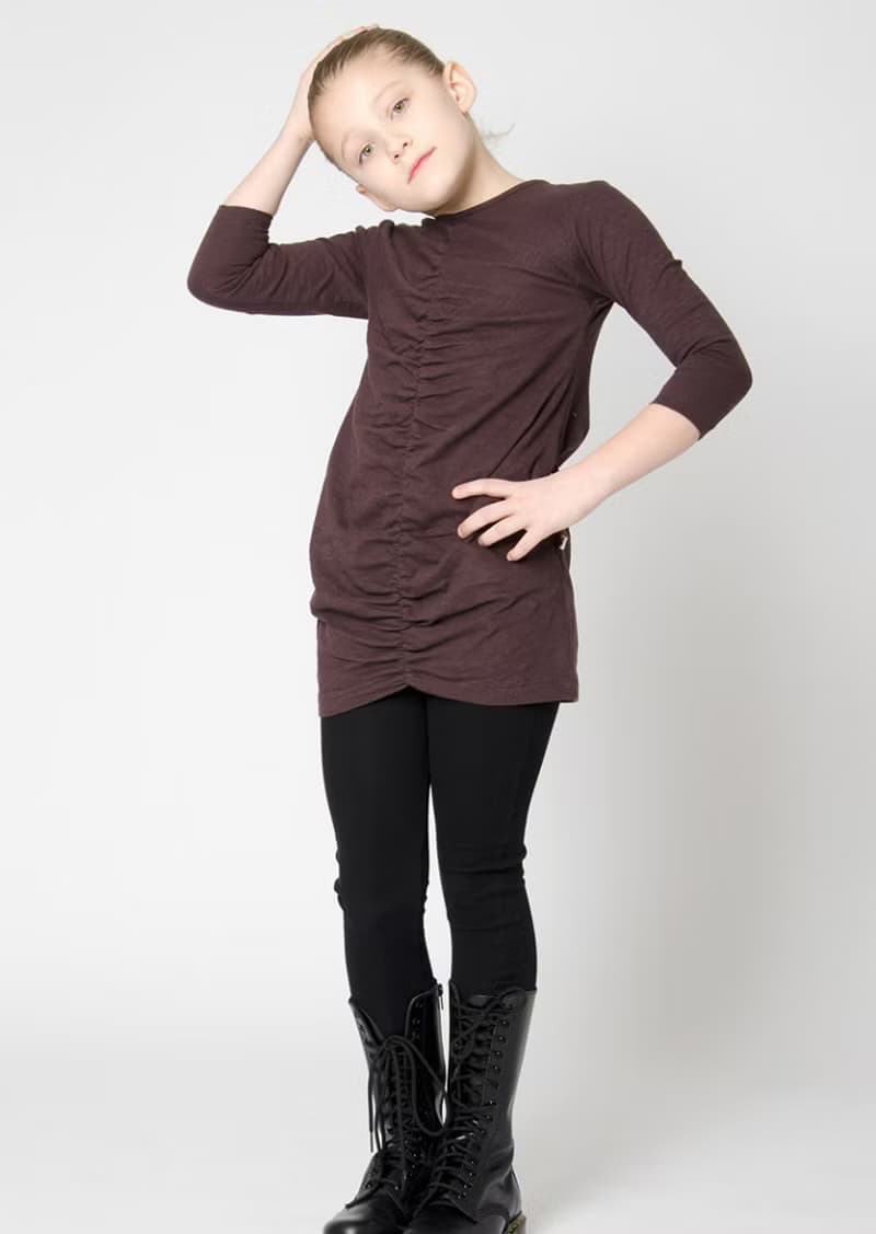 【瑞典童裝】有機棉兒童彈性長袖洋裝18M至6歲 咖啡