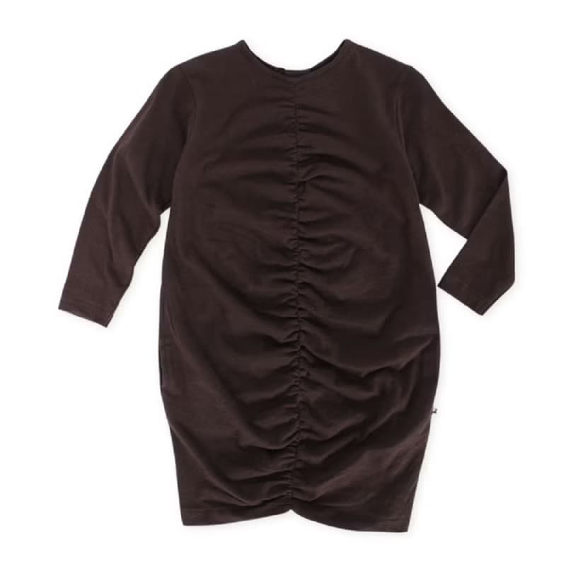 【瑞典童裝】有機棉兒童彈性長袖洋裝18M至6歲 咖啡