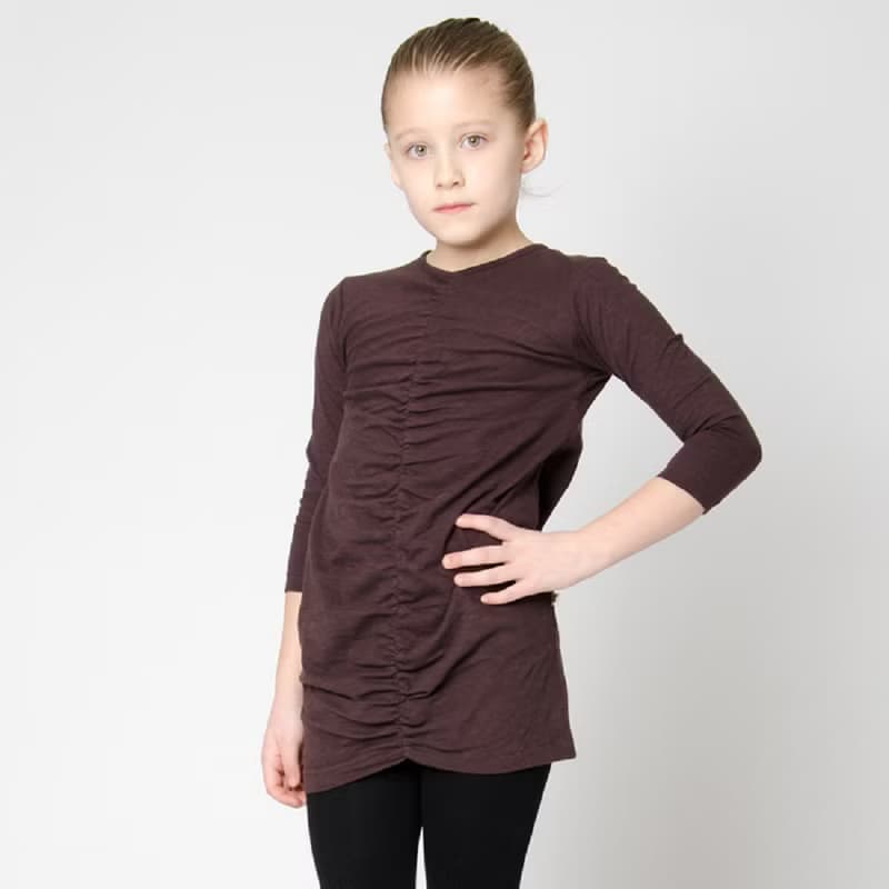 【瑞典童裝】有機棉兒童彈性長袖洋裝18M至6歲 咖啡