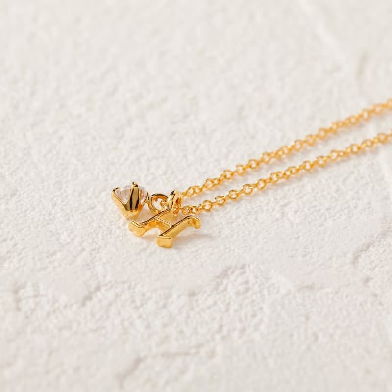 petit-initial necklace 【H】 ニッケルフリーネックレス 　小さなイニシャルをかたどったペンダントネックレス