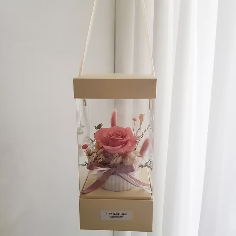 情人節|永生花+乾燥花│盒裝永生玫瑰小桌花│不凋花│粉色系