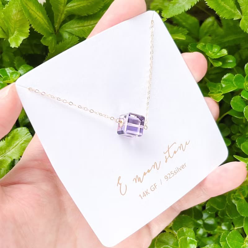 頂級切工 閃耀紫水晶方糖 全淨透體項鍊 人緣提升 招貴人