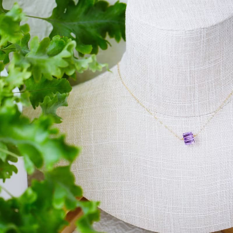 頂級切工 閃耀紫水晶方糖 全淨透體項鍊 人緣提升 招貴人