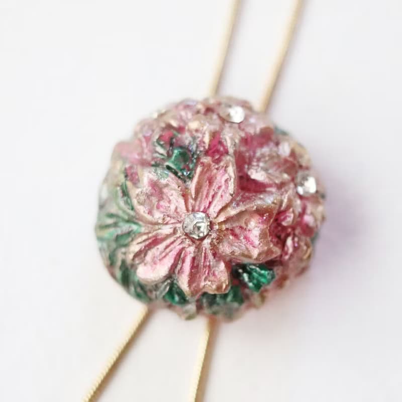 桜花のループタイ　ネックレス・ラリエット風　薄紅色×桜色