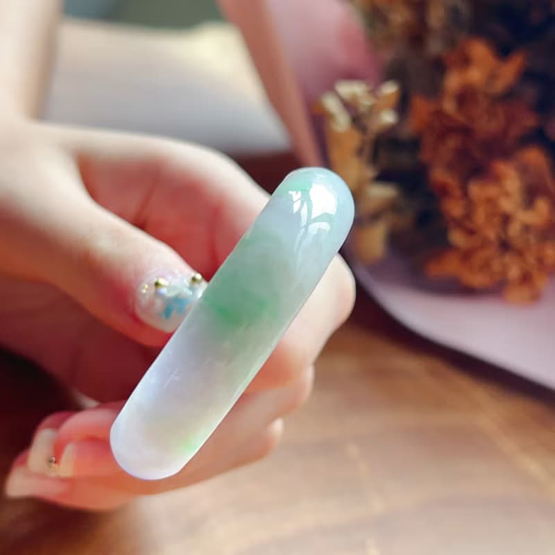 飄綠花翡翠手鐲 | 14圍 | 天然緬甸玉A貨翡翠 | 送禮
