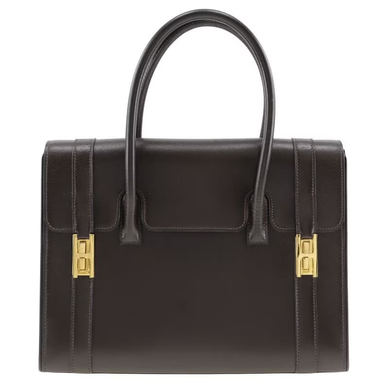【日本直送】エルメス HERMES ドラッグ27 ハンドバッグ ボックスカーフ ショコラ 茶/ゴールド金具  レディース【中古】