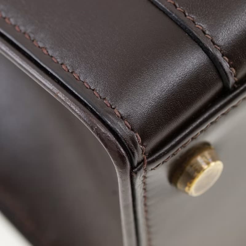 【日本直送】エルメス HERMES ドラッグ27 ハンドバッグ ボックスカーフ ショコラ 茶/ゴールド金具  レディース【中古】