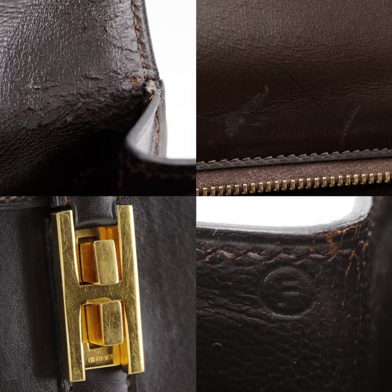 【日本直送】エルメス HERMES ドラッグ27 ハンドバッグ ボックスカーフ ショコラ 茶/ゴールド金具  レディース【中古】