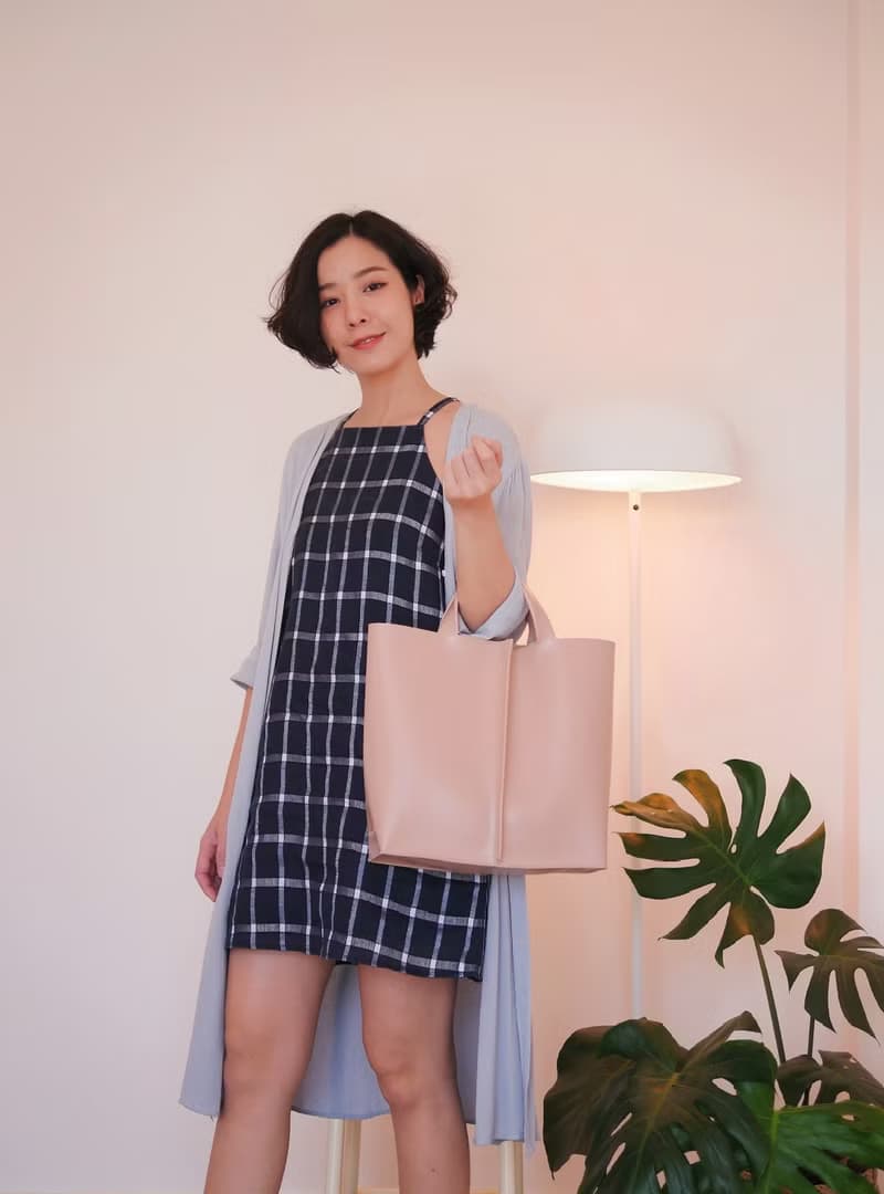 手提包  Signature tote bag II by WHITEOAKFACTORY - Light pink handmade