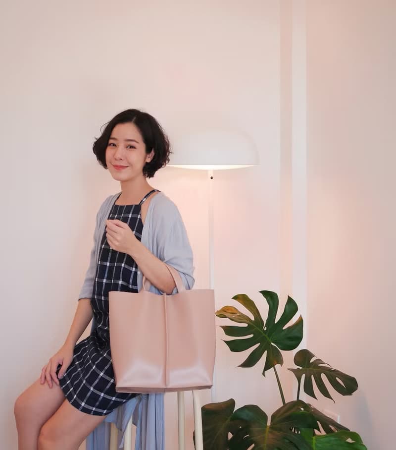 手提包  Signature tote bag II by WHITEOAKFACTORY - Light pink handmade