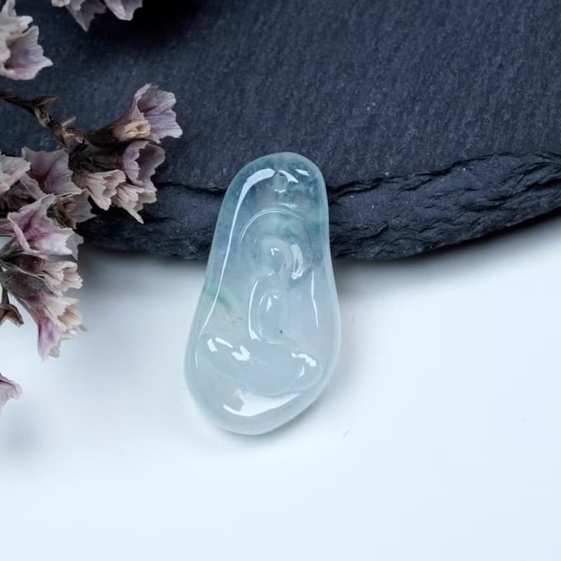 冰種飄花翡翠無相佛 | 天然緬甸玉翡翠A貨 | 送禮