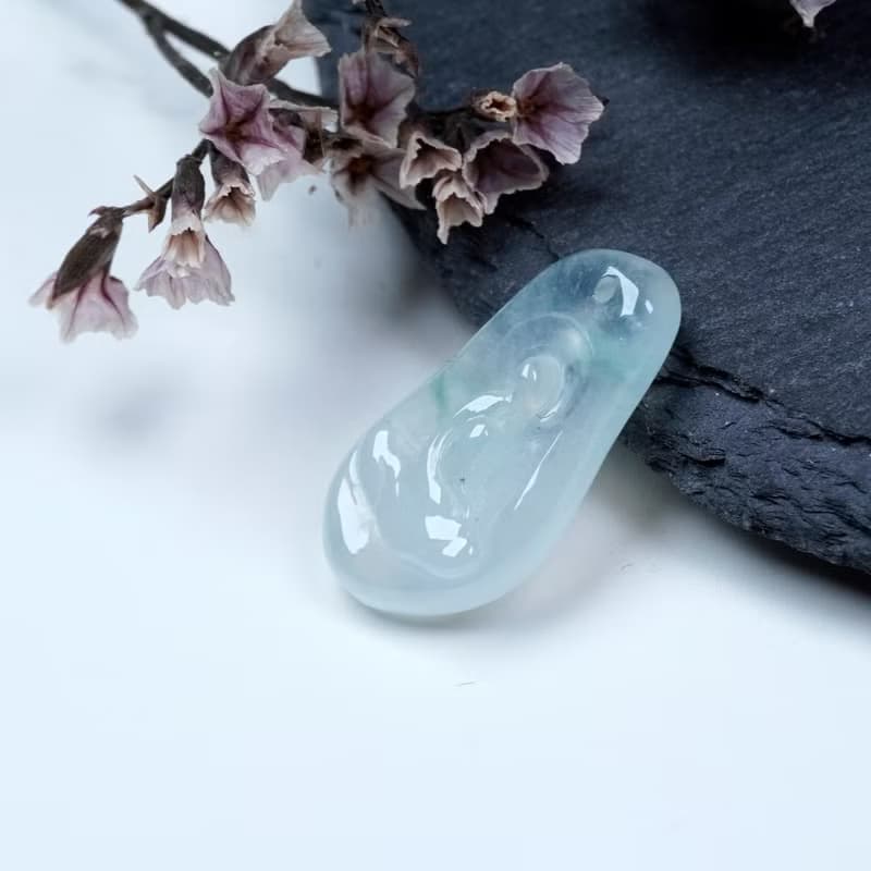 冰種飄花翡翠無相佛 | 天然緬甸玉翡翠A貨 | 送禮