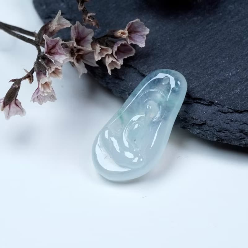 冰種飄花翡翠無相佛 | 天然緬甸玉翡翠A貨 | 送禮