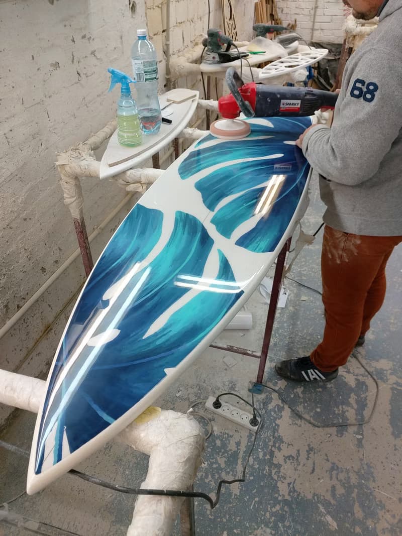 Surfboard Wall Art, Surfers gift, green Monstera