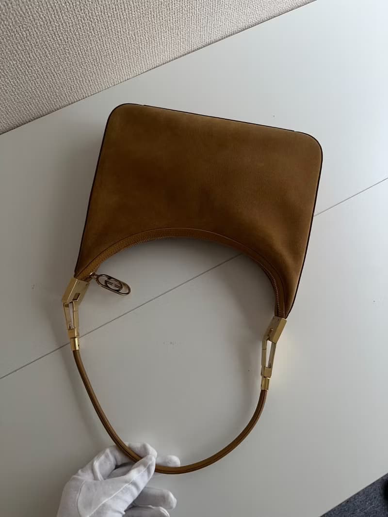 中古包 Gucci古馳 焦糖式麂皮單肩包