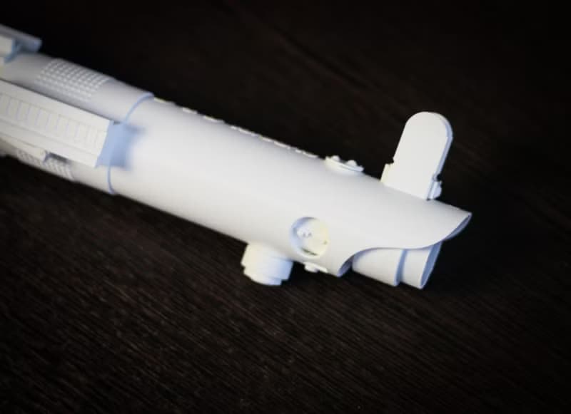 White wedding bouquet holder inspired by Luke's lightsaber hilt