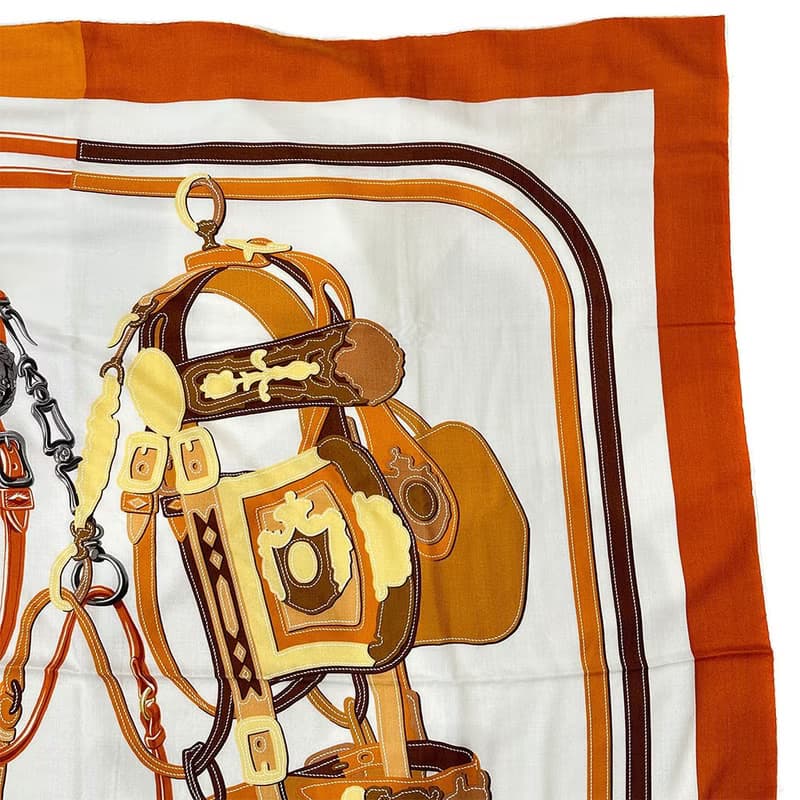 【日本直送】エルメス HERMES カレジェアン140 ストール カシミヤ × シルク レディース【中古】