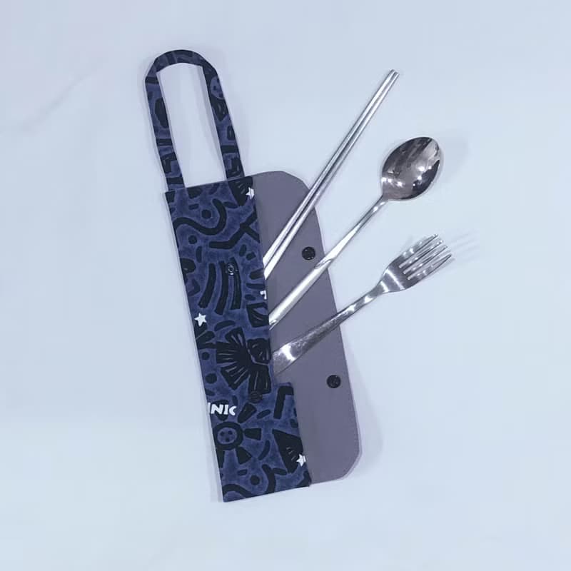 提把環保餐具套- 深藍石壁