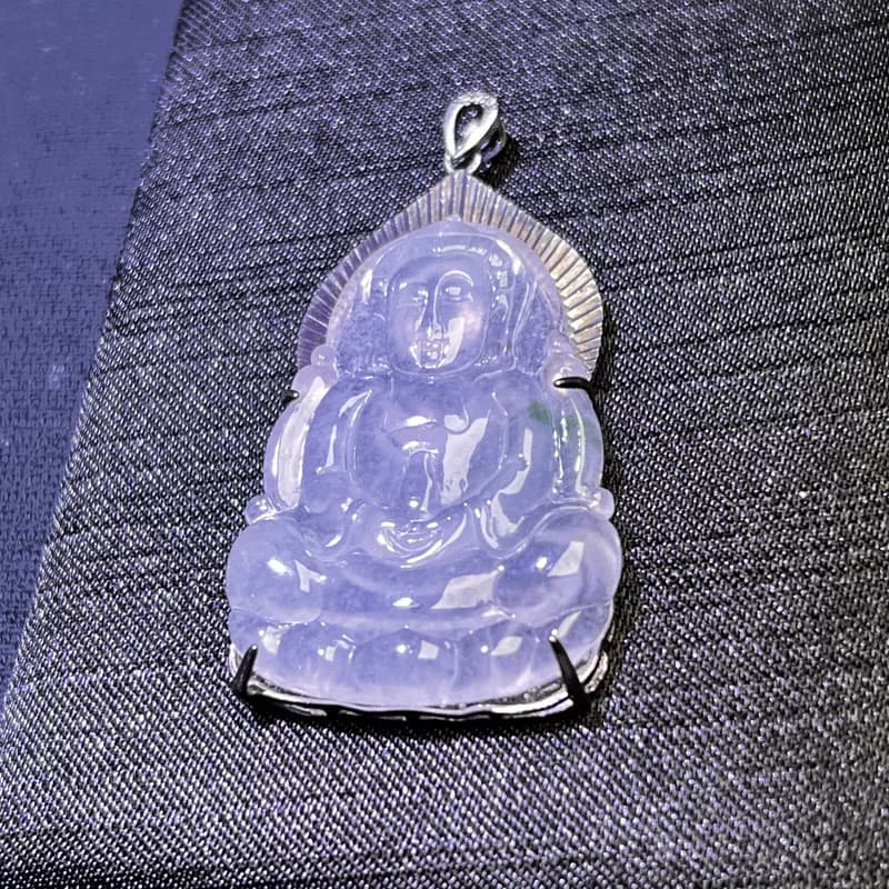 冰種翡翠觀音菩薩項鍊 925純銀 | 天然緬甸玉翡翠A貨 | 送禮
