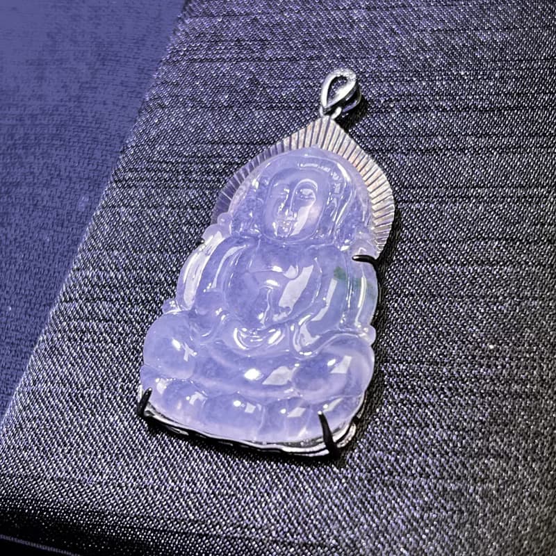 冰種翡翠觀音菩薩項鍊 925純銀 | 天然緬甸玉翡翠A貨 | 送禮