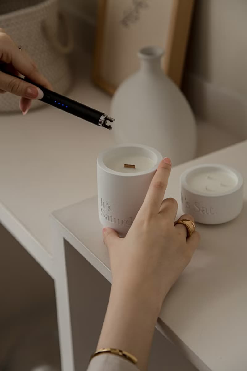 It's Saturday 純木質調 手工水泥杯大豆蠟燭No.001 清晨海浪