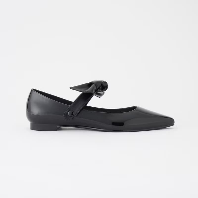 HELEN (BLACK) PVC POINTED TOE FLAT SHOES ポインテッドトゥ パンプス