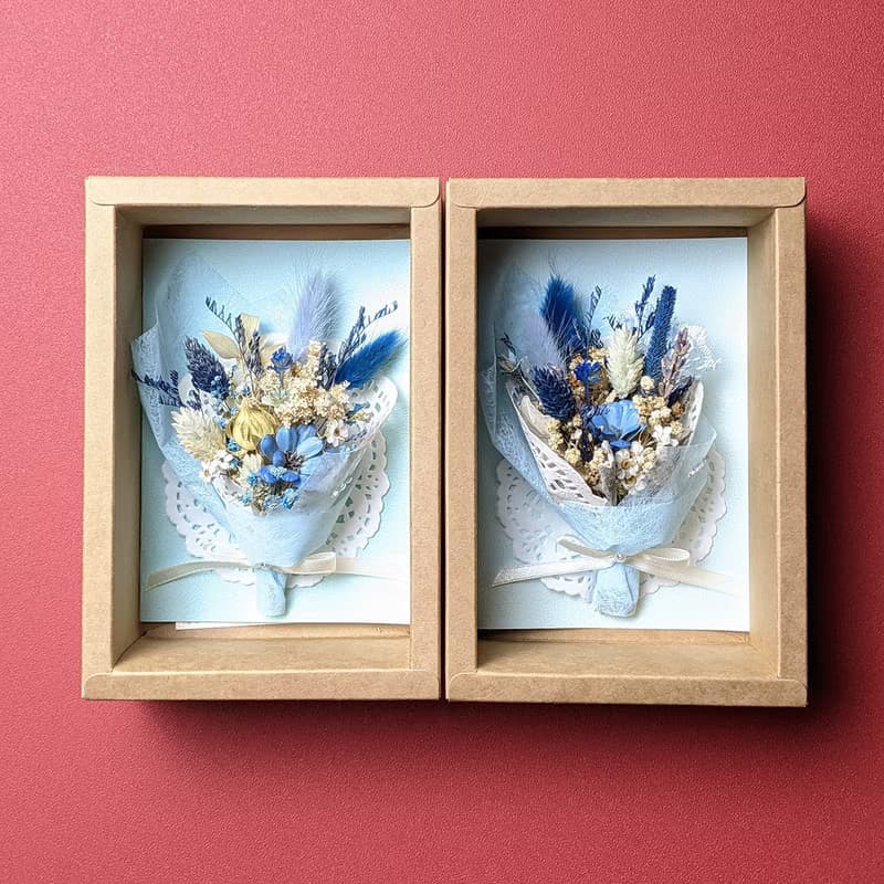 【現貨】乾燥花束卡片禮盒-寧靜藍 生日卡片