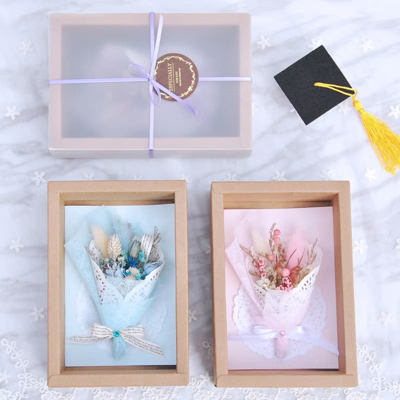 【現貨】乾燥花束卡片禮盒-寧靜藍 生日卡片